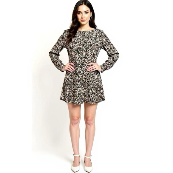 LOFT Animal Print Long Sleeve Shift Dress Womens Sz XS/S Mini - Picture 11 of 11